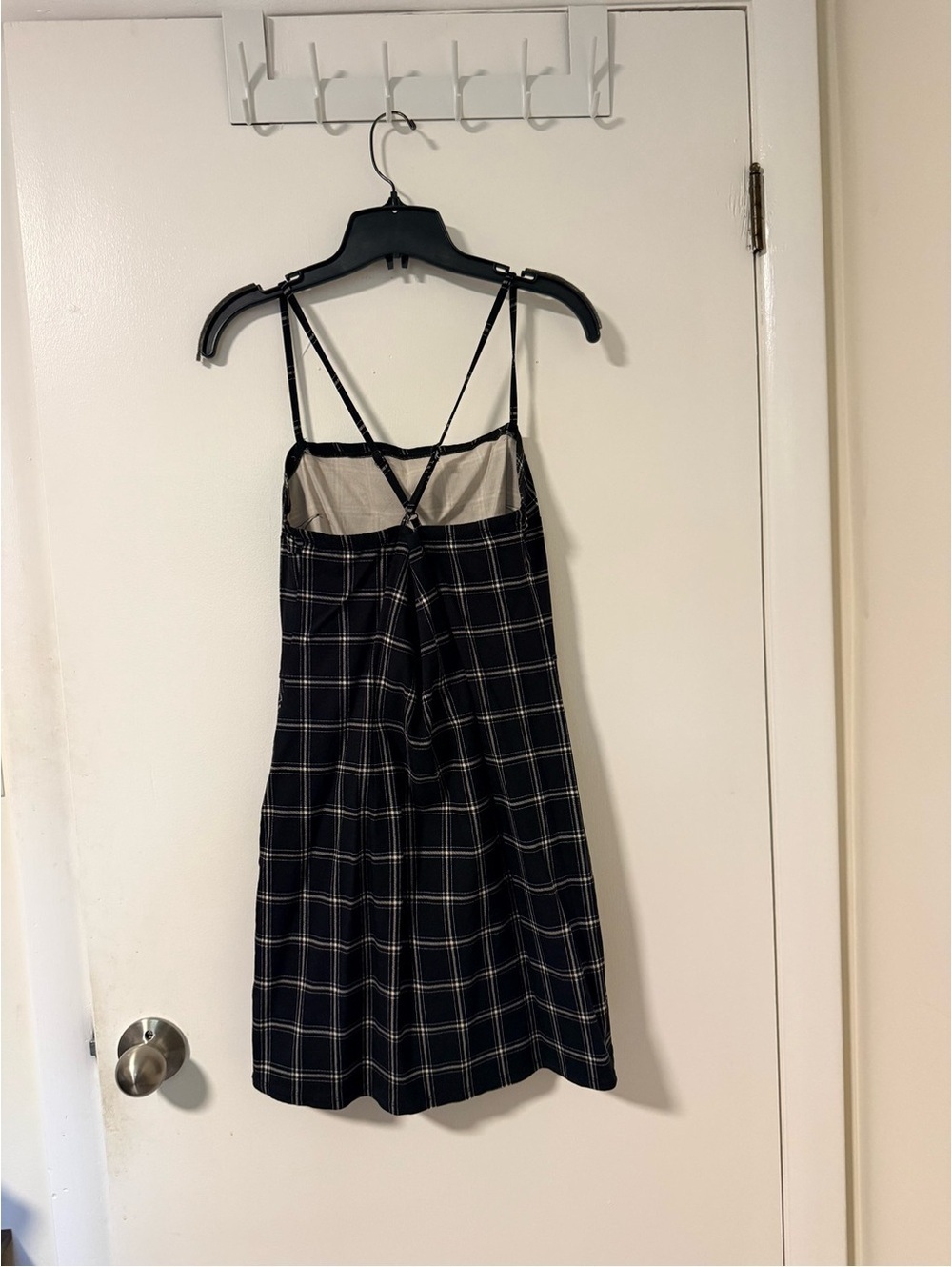 Black Plaid Spaghetti Strap A-Line Dress - Picture 2 of 2